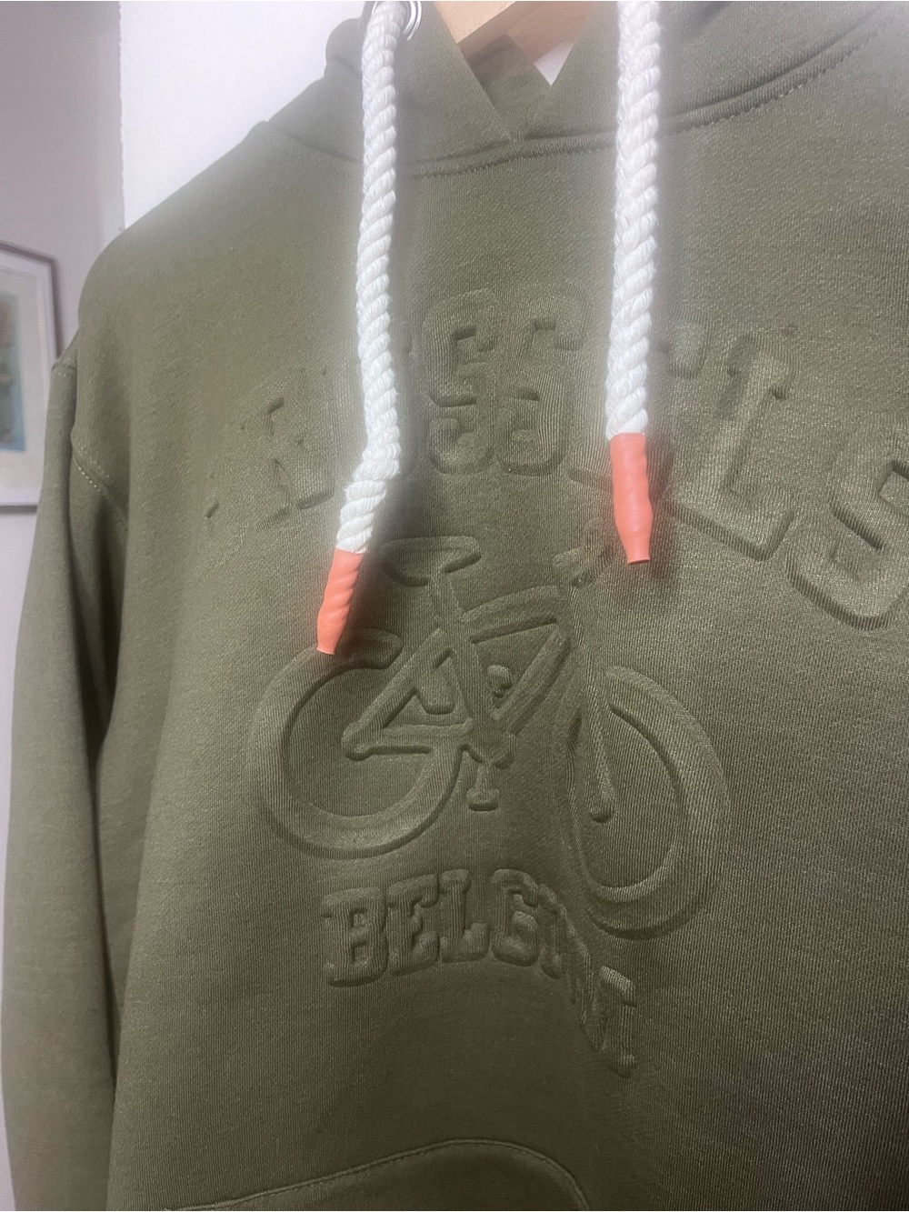 Men's Olive Green Embossed Hoodie Sweater